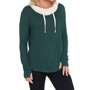 Peace Love World Comfy Waffle Knit Hoodie Kale Size Small